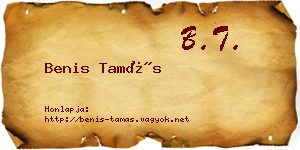 Benis Tamás névjegykártya